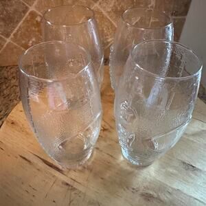 Set of four clear textured